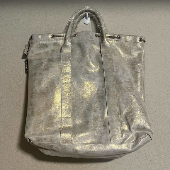 NWT ATM Anthony Thomas Melillo Women's Metallic Nubuck Oversized Leather Tote - Picture 5 of 10
